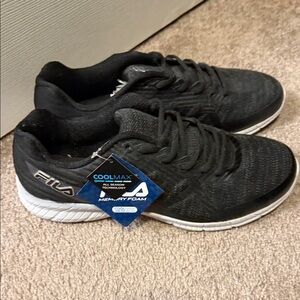 Fila Men's Black Athletic Shoes with White Sole